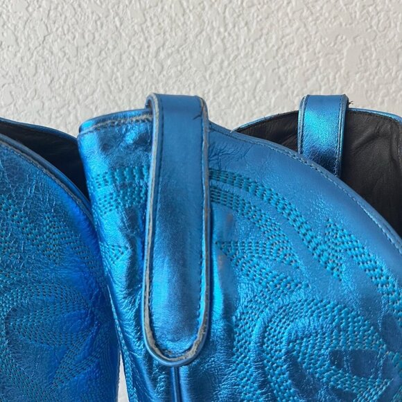 Lane SMOKESHOW Womens Cowboy Boots 10 Blue Western Cowgirl Mid Calf Pointed Toe - Picture 8 of 12